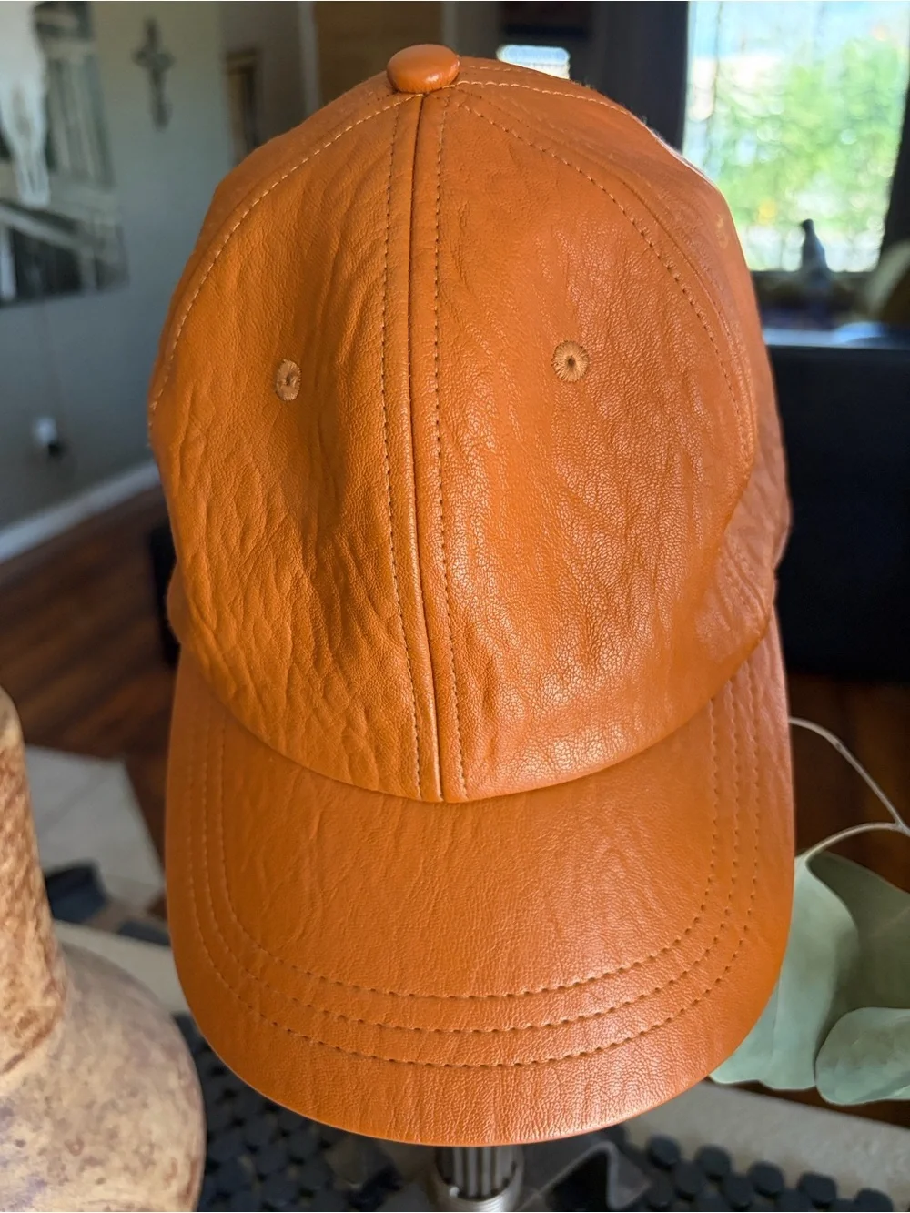 a new day Faux Leather Baseball Cap - Cognac